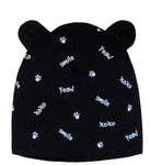 Boys' Black Printed Beanie with Ears ~0-6 months | 44/029-A