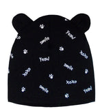 Boys' Black Printed Beanie with Ears ~0-6 months | 44/029-A