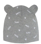 Boys' Gray Printed Beanie with Ears ~0-6 months | 44/029-D