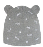 Boys' Gray Printed Beanie with Ears ~0-6 months | 44/029-D