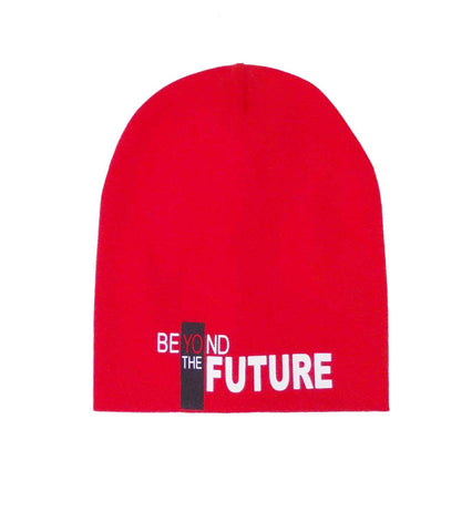 Boys' Red Printed Beanie ~6-12 years | 44/203-E