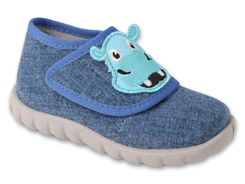 Befado Dark Blue Daycare Slippers with Hippo Patch / Sneakers - FLEXI | 454P038