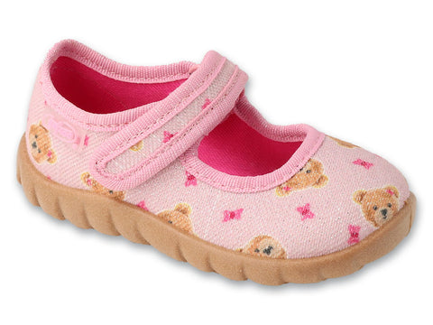 Befado Pink Daycare Slippers / Sneakers with Bear Pattern - FLEXI | 460P018