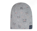 Girls' Gray Beanie with Cats and Dogs Pattern -4-5 Years | 46/049-50-G