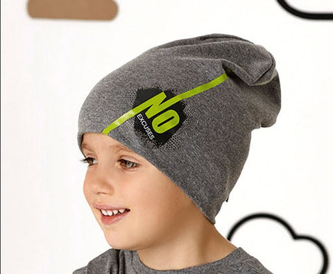 Boys' Gray Beanie with Decorative Pattern ~ 6-12 years | 46/183