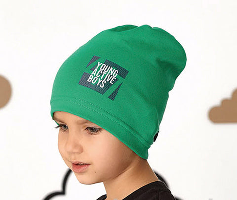 Boys' Green Printed Beanie ~ 6-12 years | 46/195-A
