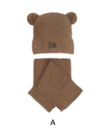 Baby Brown Beanie with Bear Patch and Tube Scarf Set ~ 0-12 month | 46/412