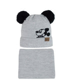 Boys' Gray Beanie with Double Pom-Pom and Tube Scarf Set ~ 1-3 years | 46/434