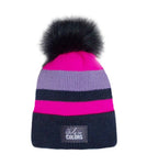Girls' Black and Pink Beanie with Pom Pom ~ 6-12 years | 46/487