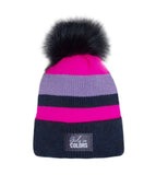 Girls' Black and Pink Beanie with Pom Pom ~ 6-12 years | 46/487