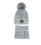 Boys' Pearl Gray Tied Beanie with Pom-Pom and Tube Scarf Set ~ 1-3 years | 48/339-F
