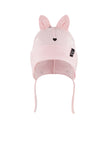 Girls' Light Pink Tied Hat with Ears - 1-3 Years | 48/033-A