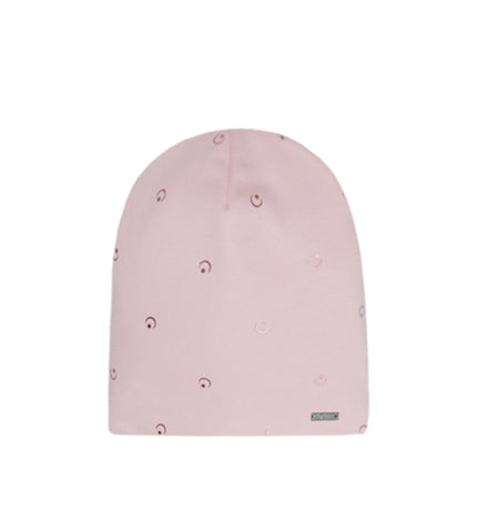 Girls' Light Pink Cotton Beanie with Golden Print ~ 4-10 years | 48/108-C