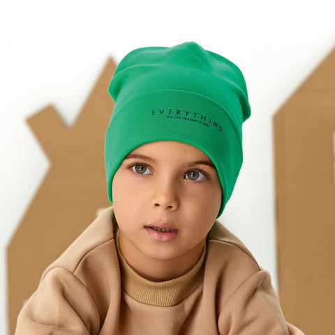 Boys' Green Printed Beanie ~ 6-12 years | 48/152-A