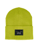 Girls' Lime Green Beanie with Patch ~ 6-12 years | 48/430-C