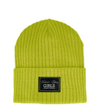 Girls' Lime Green Beanie with Patch ~ 6-12 years | 48/430-C