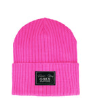 Girls' Hot Pink Beanie with Patch ~ 6-12 years | 48/430-D