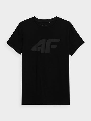 4F Men's Black Graphic T-shirt with Logo | TSHM0877-20S