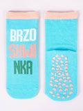 YO! Girls' Light Blue Ankle Socks with ABS and Peach Embroidery | SKA-0021G-LB