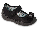 Befado Black Daycare Slippers with Bow SPEEDY | 109P146