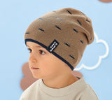 Boys' Light Brown Beanie with Cars Pattern ~ 4-8 years | 50/080-A