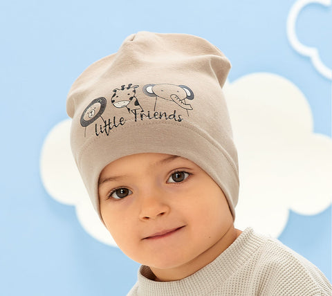Boys' Beige Hat with Animals Print  ~ 4-5 Years | 50/089-A