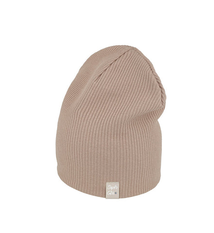 Womens' / Girls' Light Brown Ribbed Beanie | 50/101-A