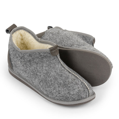 Women's Handmade Felt & Natural Sheep's Wool Insulated Slippers - Bamboszki | BK-4202