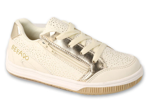 Befado Beige and Gold Sneakers with Leather Insole - ZIPP | 514X016