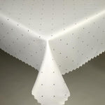 White Double Sided Round Table Cloth with Silver Dots Pattern 51.18 in | Marion-130-RoSil