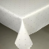 White Rectangle Double Sided Table Cloth with Silver Dots Pattern | Marion-RecSilDot
