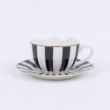 Elegant Black & White Striped Coffee/Tea Set - 14 Pieces RIBS | 52704