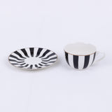 Elegant Black & White Striped Coffee/Tea Set - 14 Pieces RIBS | 52704