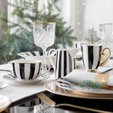 Elegant Black & White Striped Coffee/Tea Set - 14 Pieces RIBS | 52704