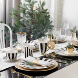 Elegant Black & White Striped Coffee/Tea Set - 14 Pieces RIBS | 52704