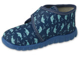 Befado Dark Blue Daycare Slippers / Sneakers with Sharks Pattern FLEXI | 465P089