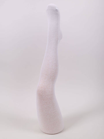YO! Girl's White Cotton Ribbed Tights | RAB-0036