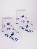 YO! Girls' Light Gray Ankle Socks with ABS and Hearts Pattern | SKF-0005GAA-LG1