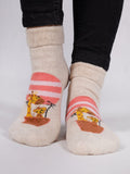 YO! Girls' Light Beige Ankle Socks with ABS and Giraffe Embroidery | SKF-0005GA-LBE