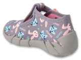 Befado Gray Daycare Slippers with Cat and Bunny Pattern SPEEDY | 110P473