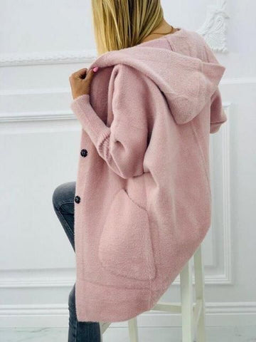 Dusty Pink Hooded Alpaca Coat | 5GA3823