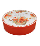 Set of 6 White Porcelain Cups with Saucers with Poppies Pattern - 250 ml | DUO-M03