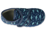 Befado Dark Blue Daycare Slippers / Sneakers with Sharks Pattern FLEXI | 465P089