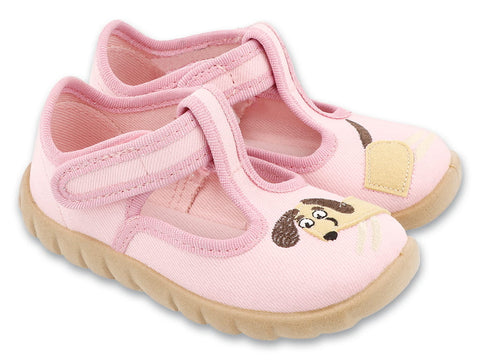 Befado Pink Daycare Slippers / Sneakers with Dog Patch - FLEXI | 627P012