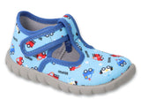 Befado Blue Daycare Slippers / Sneakers with Cars Pattern FLEXI | 628P021