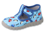 Befado Blue Daycare Slippers / Sneakers with Cars Pattern FLEXI | 628P021