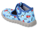 Befado Blue Daycare Slippers / Sneakers with Cars Pattern FLEXI | 628P021