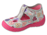 Befado Gray Daycare Slippers / Sneakers with Hearts Pattern- HONEY | 630P007