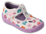 Befado Light Gray Daycare Slippers / Sneakers with Flowers Pattern - HONEY | 630P020
