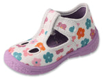 Befado Light Gray Daycare Slippers / Sneakers with Flowers Pattern - HONEY | 630P020